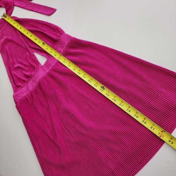 Sincerley Jules Women's Hot Pink Pleated Cross Over Halter Dress Lined Sz Medium - Picture 12 of 12